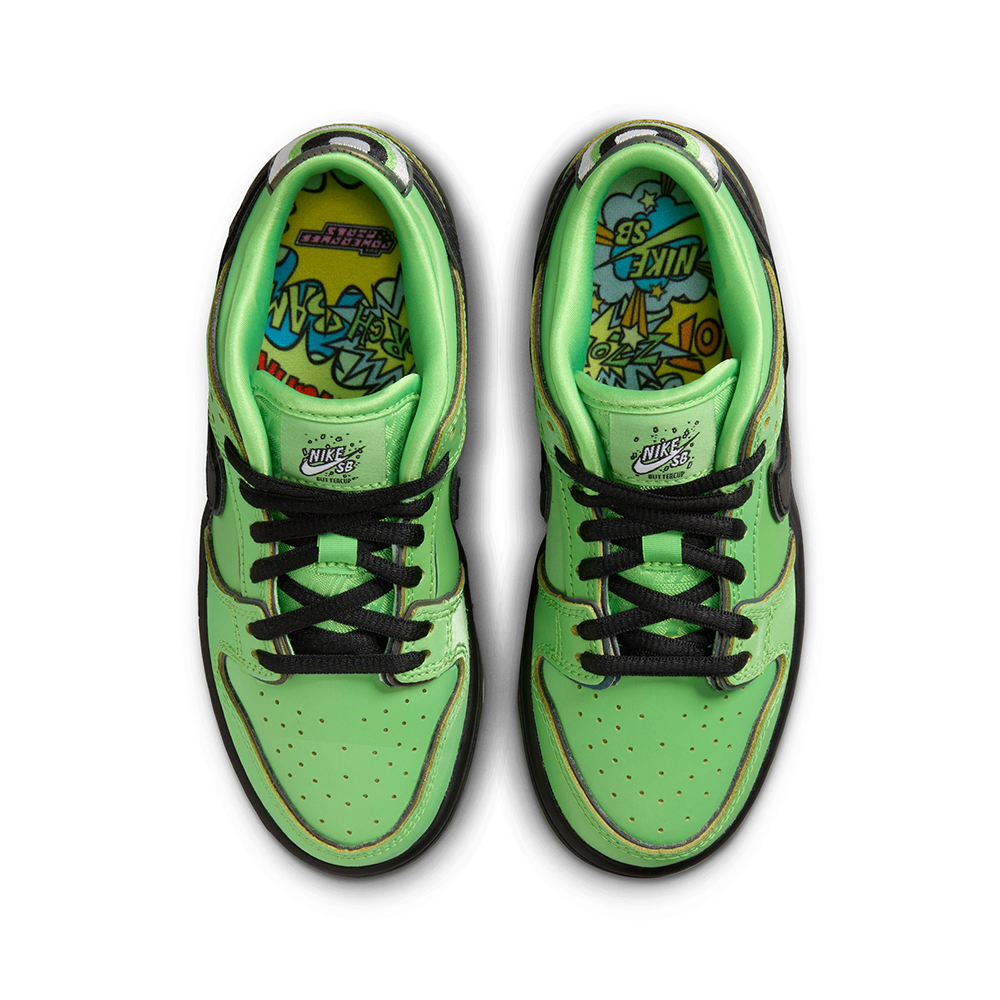 NIKE SB シューズ DUNK LOW PRO QS x POWERPUFF GIRLS PRE SCHOOL BUTTERCUP GREEN FZ8832-300 01