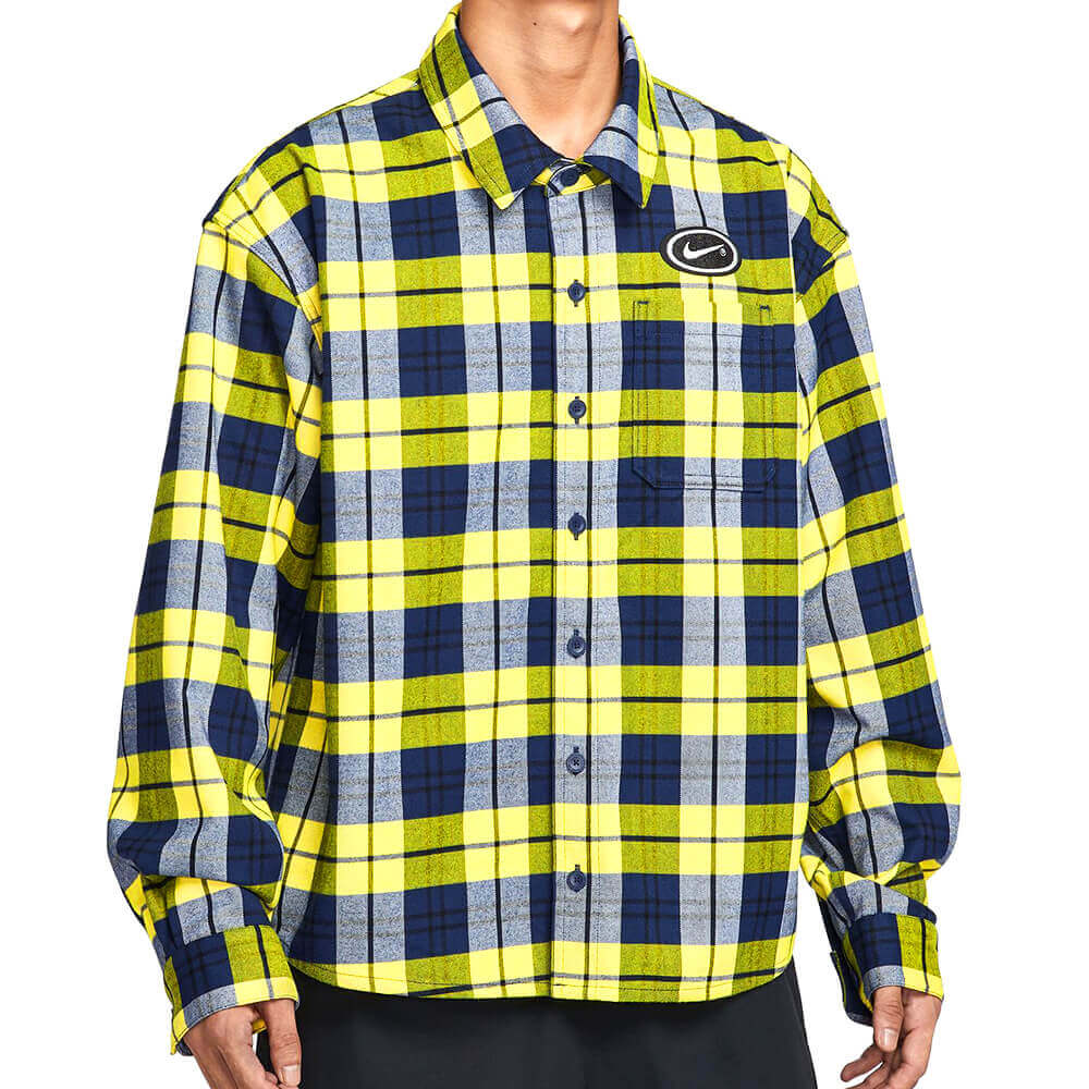 NIKE SB 長袖ボタンシャツ FLNNL BTN UP QS x ERIC KOSTONミッドナイトネイビー/スピードイエロー HV0257-410
